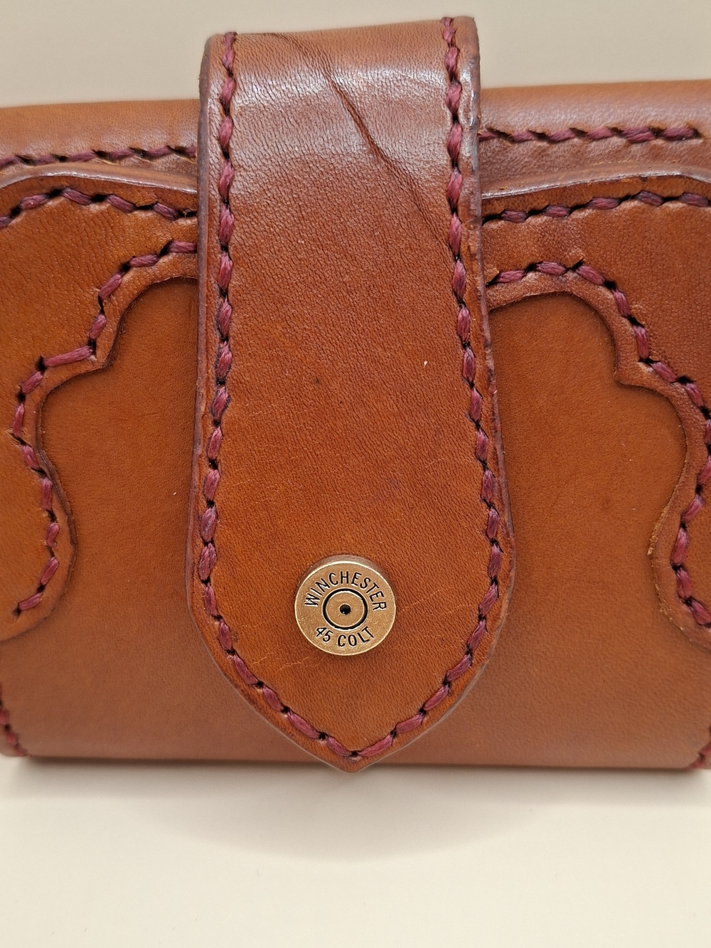 Handcrafted Brown Leather Wallet with Winchester Accent